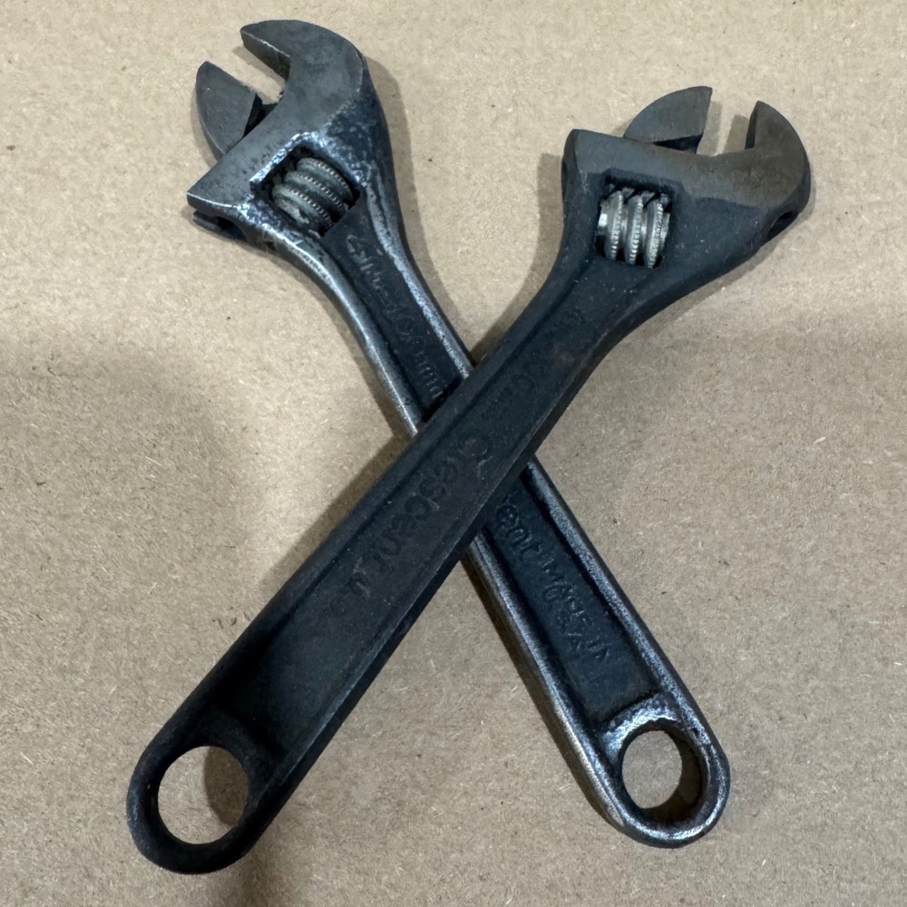 Crescent Adjustable Wrench Set Men Black 4in 100mm Vintage Made in USA 2pc